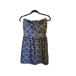 Wet Seal Lace Mini Dress | Women's Medium | Cream with Black Lace Overlay